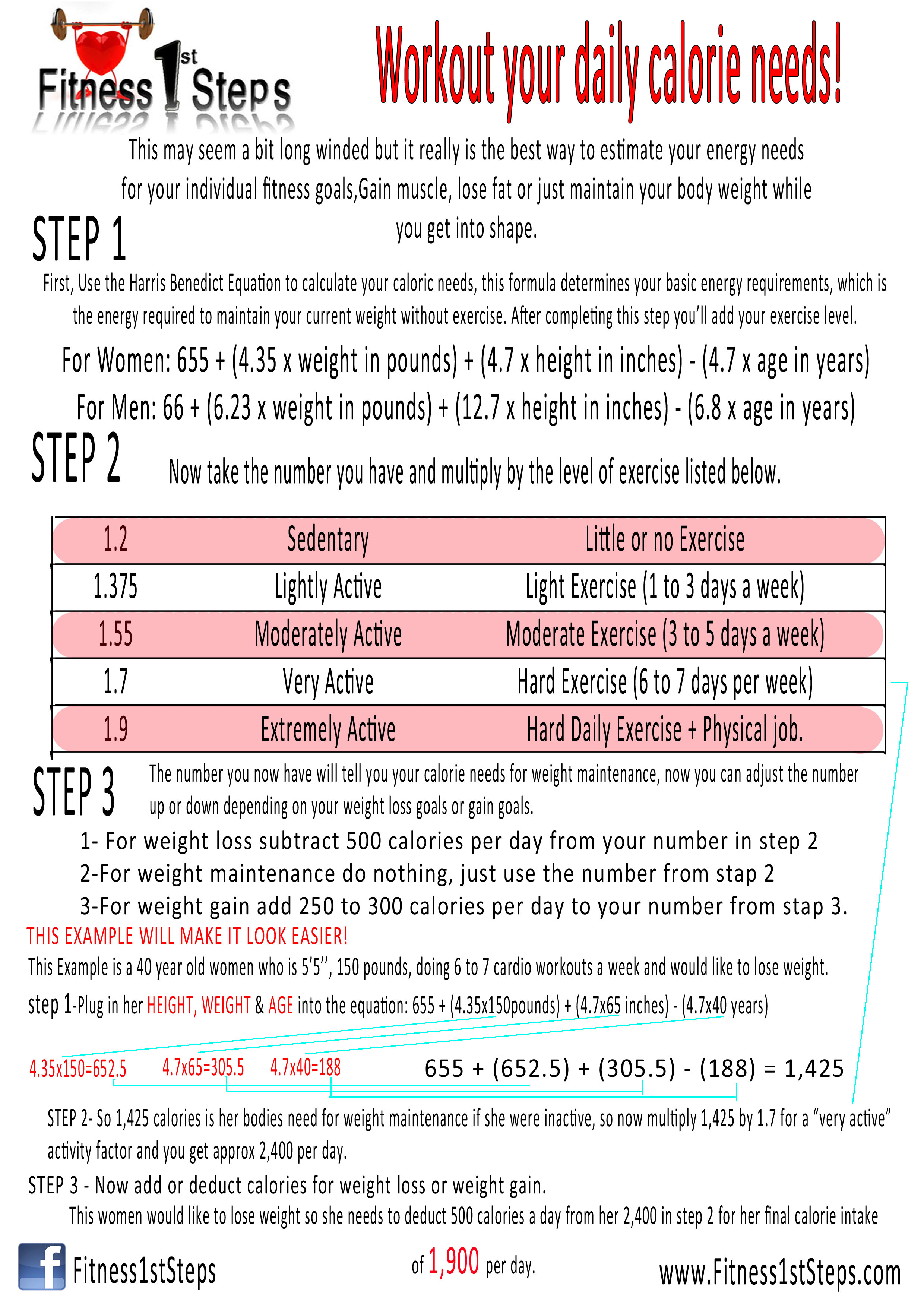 Fitness1ststeps Calorie Needs Information Fitness 1st Steps 